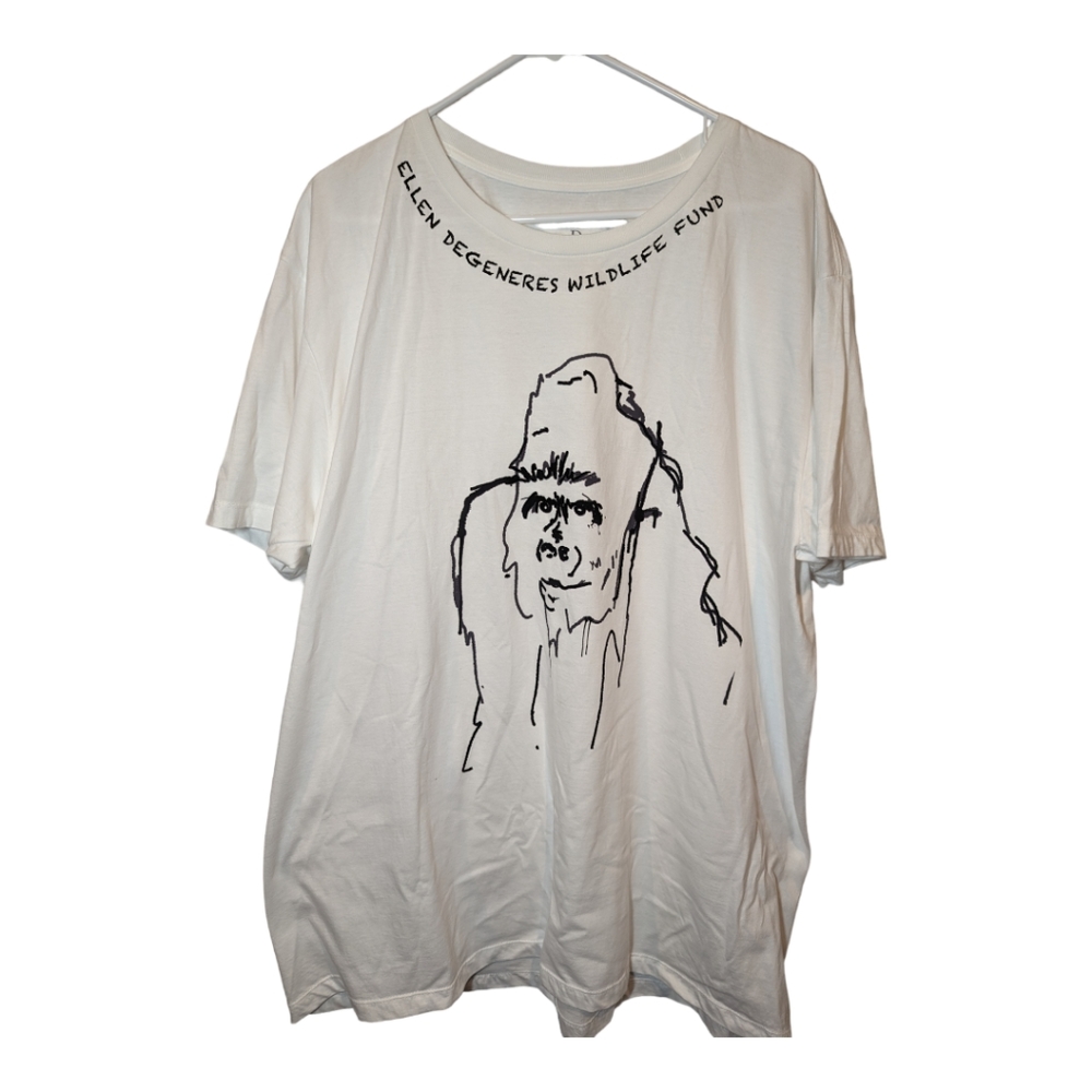 Ellen DeGeneres white wildlife fund T-shirt, size 2XL